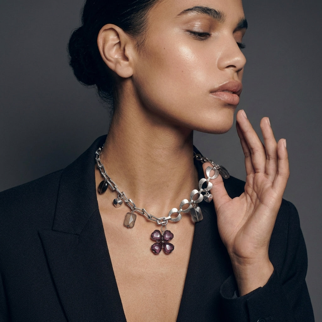 Collier Purple Flower