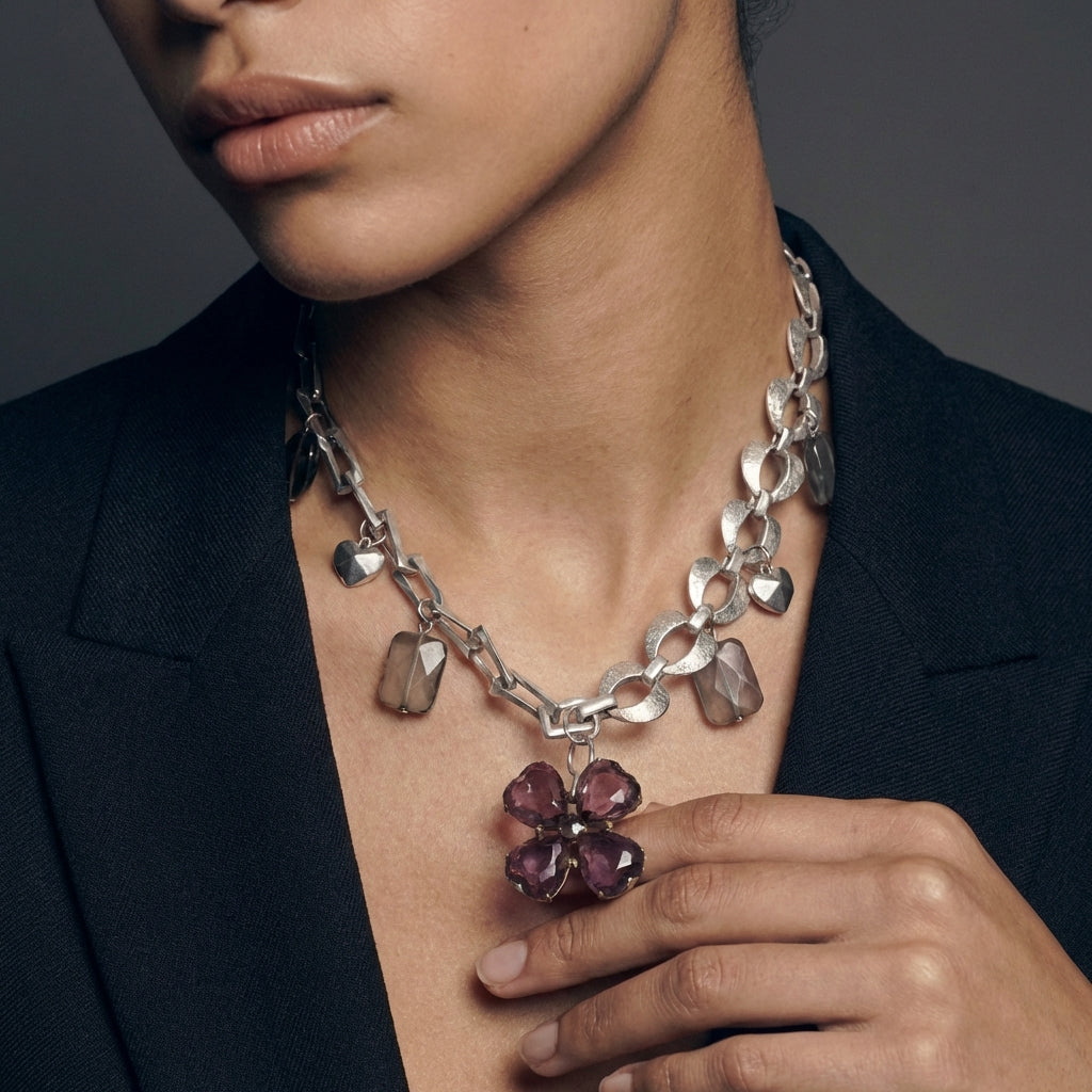 Collier Purple Flower